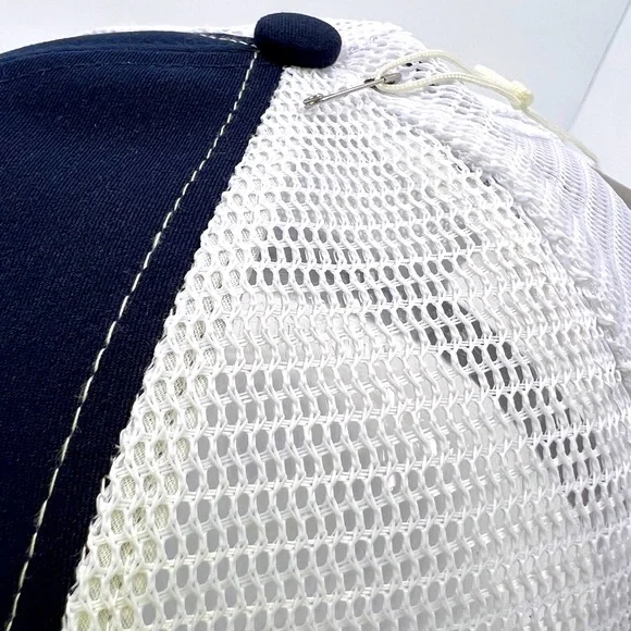 TOMMY BAHAMA CAP HAT, FRONT IS NAVY WITH SILVER EMBROIDERED LOGO, WITH NAVY MESH